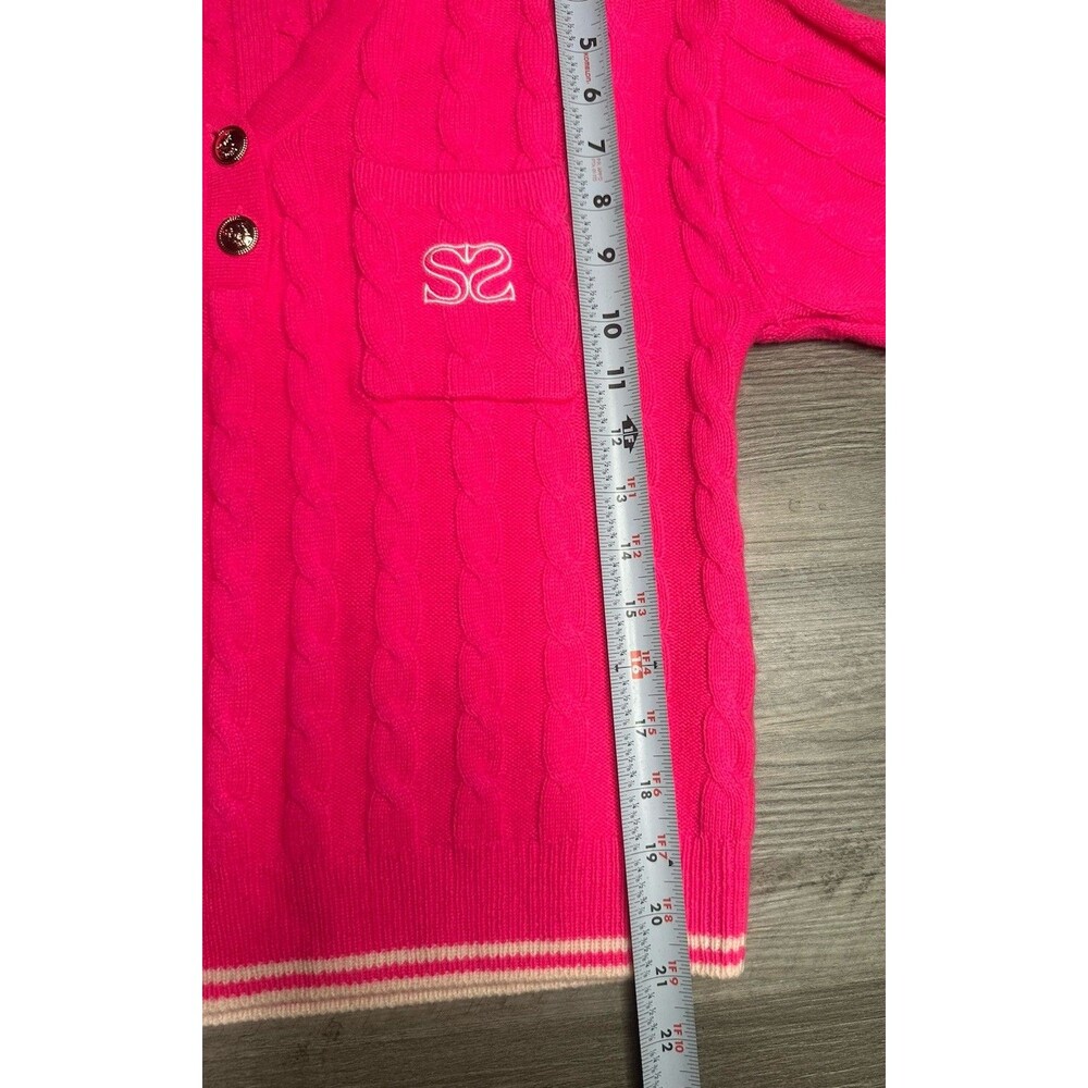 Sandro Sweater Womens Medium Pink Cable Knit Wool Cashmere Polo Boxy Gaultier - Picture 4 of 7